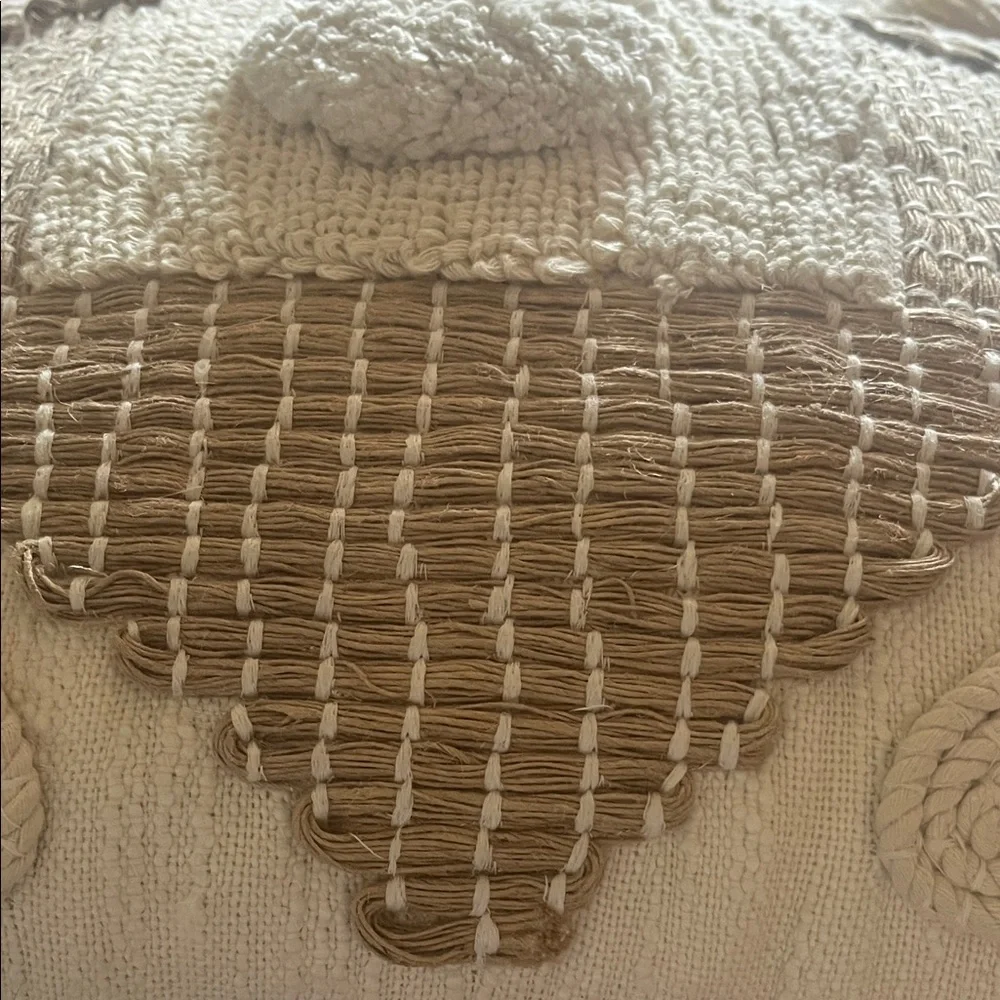 Anthropologie textured Cream and Tan Accent Pillow pre owned great condition - Picture 5 of 10